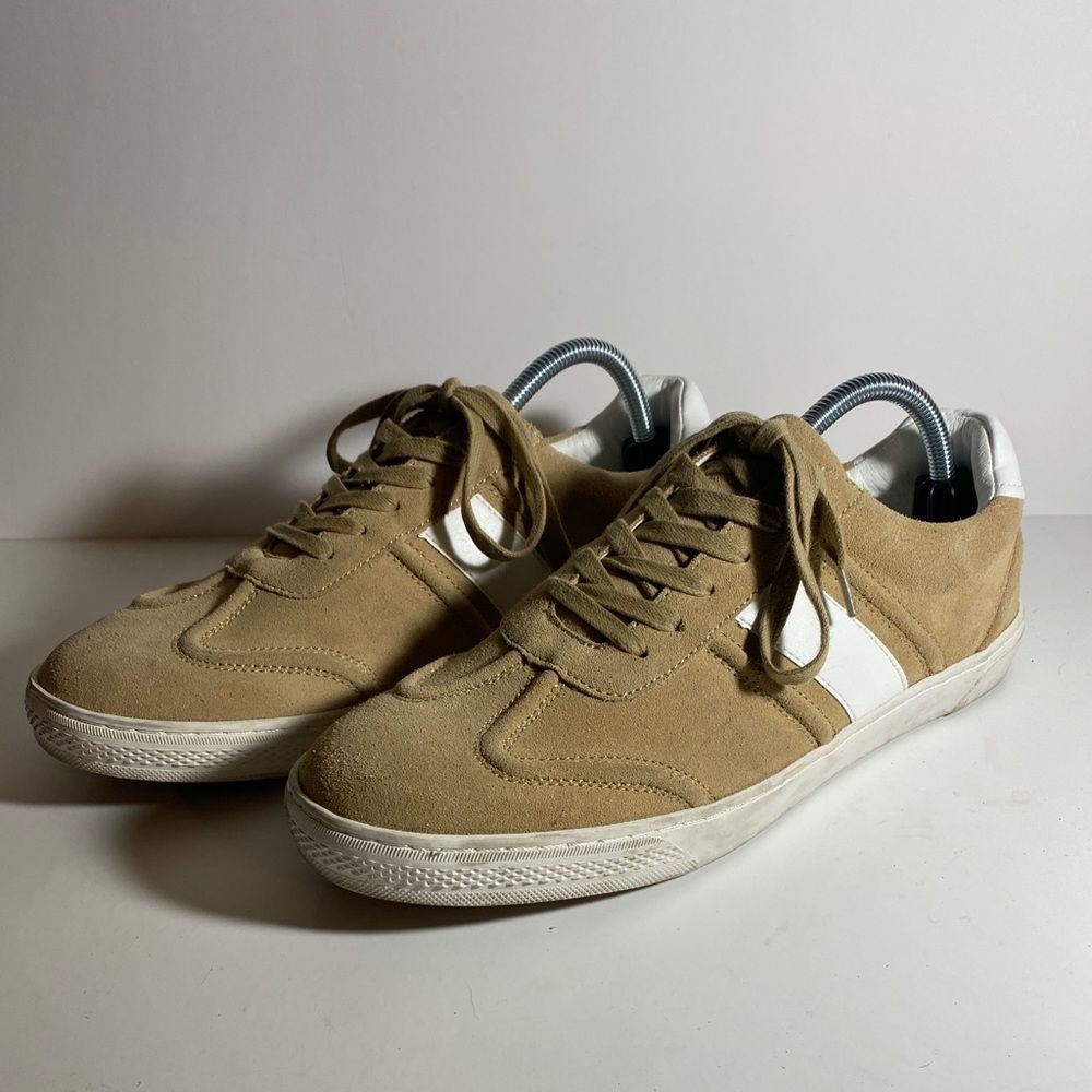 Pair of like new Steve Madden Suede beige and white mens size 9M Sewell sneakers